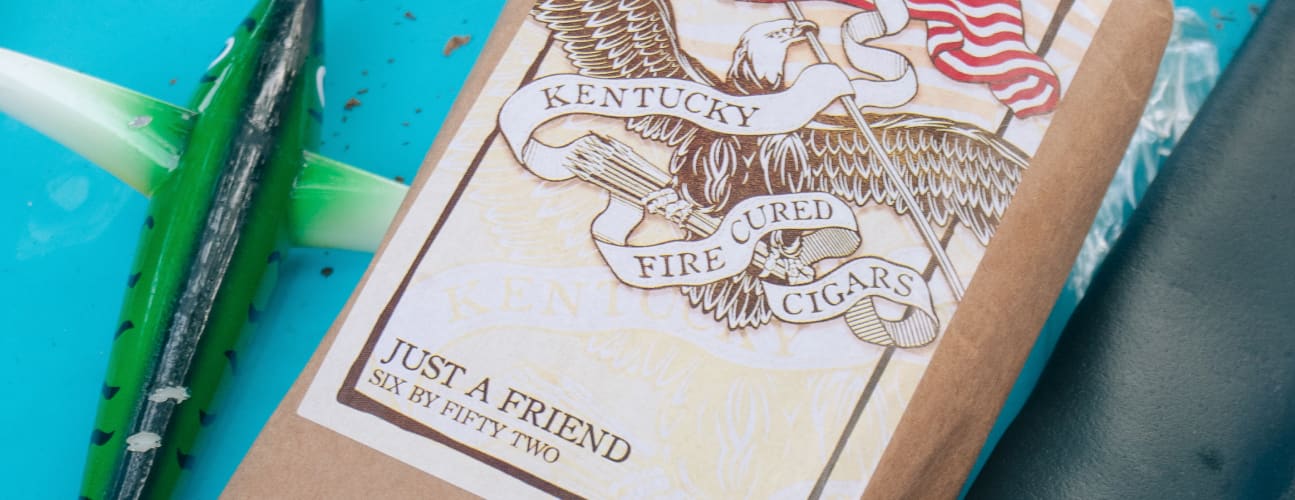 kentucky fire cured original cigar box with an eagle holding an american flag
