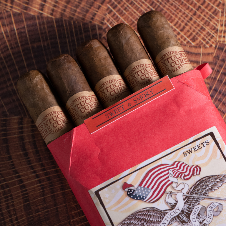 5 kentucky fire cured sweet cigars in a red box