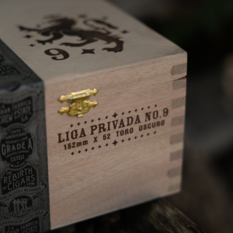 a fine wooden box of Liga Privada NO. 9 Cigars